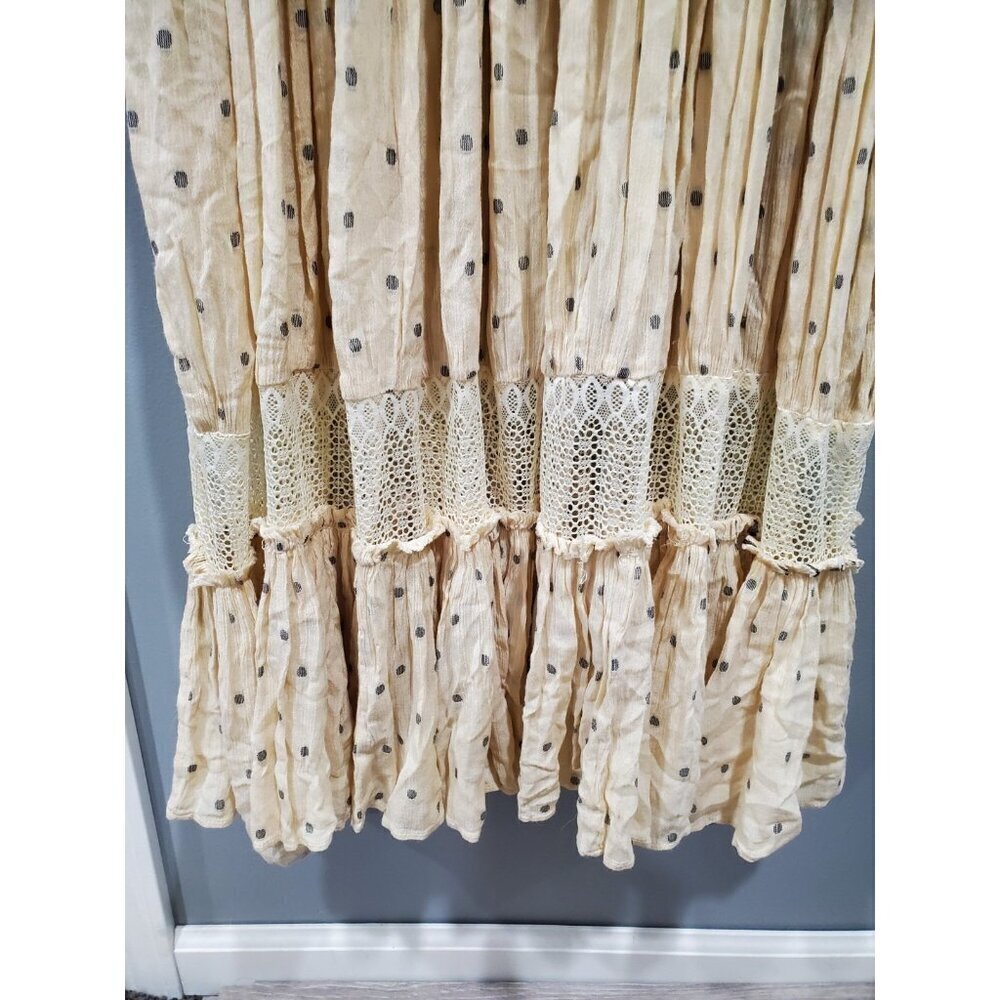 Free People Sada Ivory Maxi Dress Long-Sleeved Tiered Boho CottageCore Sz M - Picture 15 of 16
